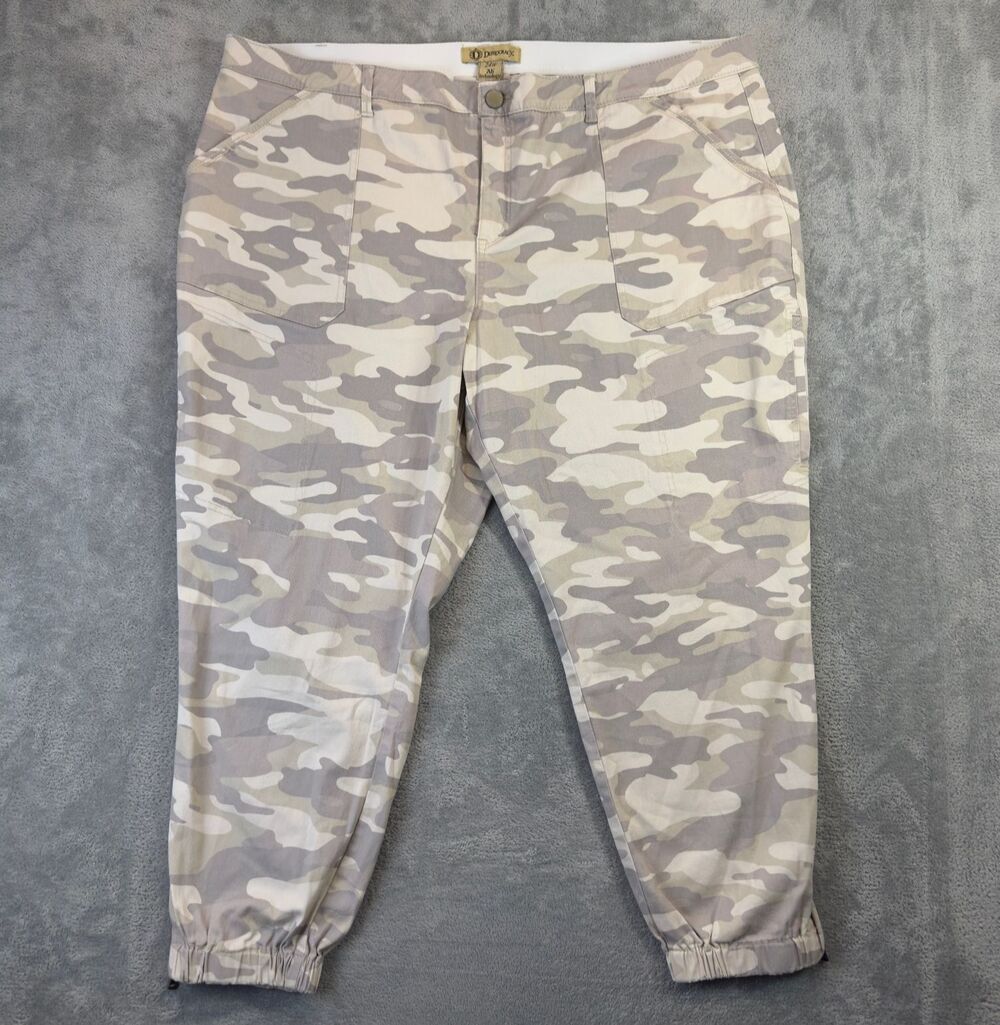 Democracy Cargo Jogger Pants Womens 24W Camo Ab Technology Zip Hem Pockets Plus